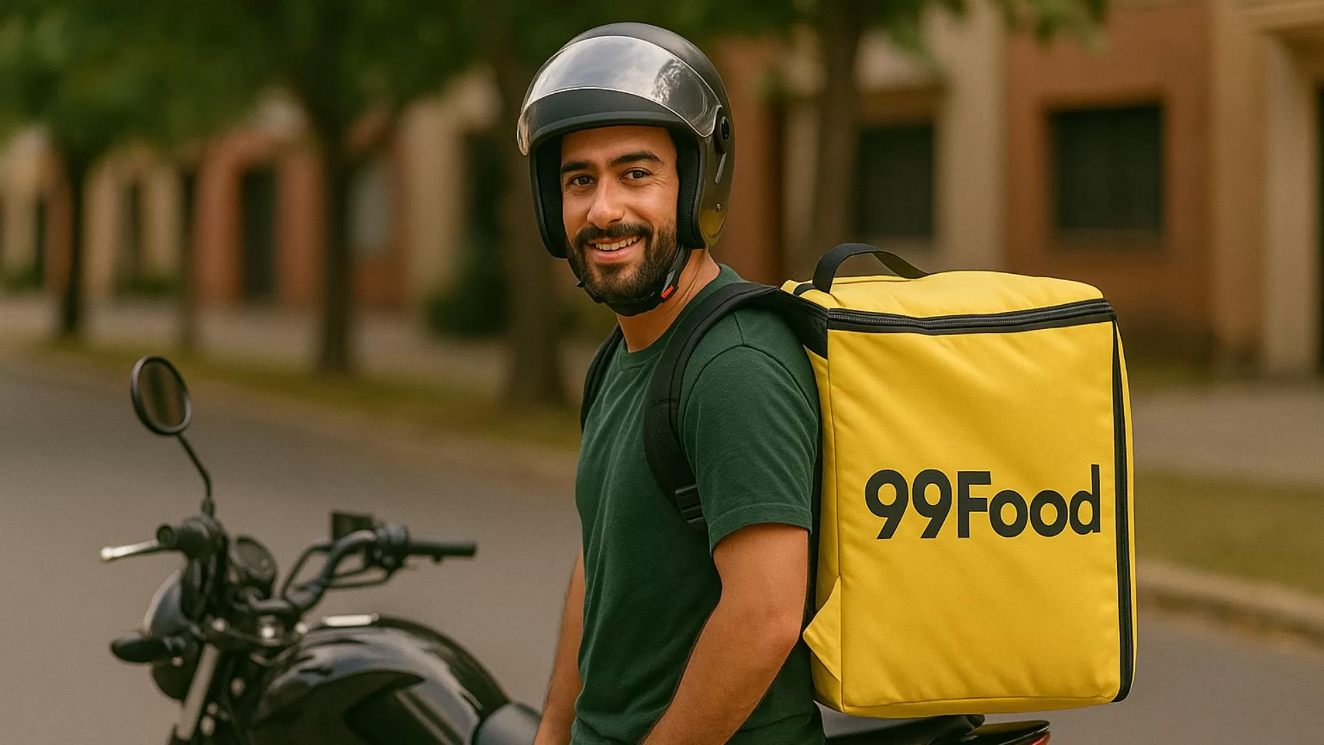 99Food Brasil está de volta! Mas o que muda com essa reentrada no jogo? Entregador 99Food feliz com o retorno da 99Food no Brasil