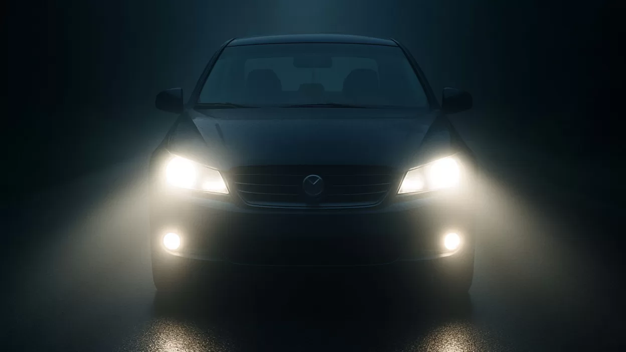 Carro com farol alto ligado