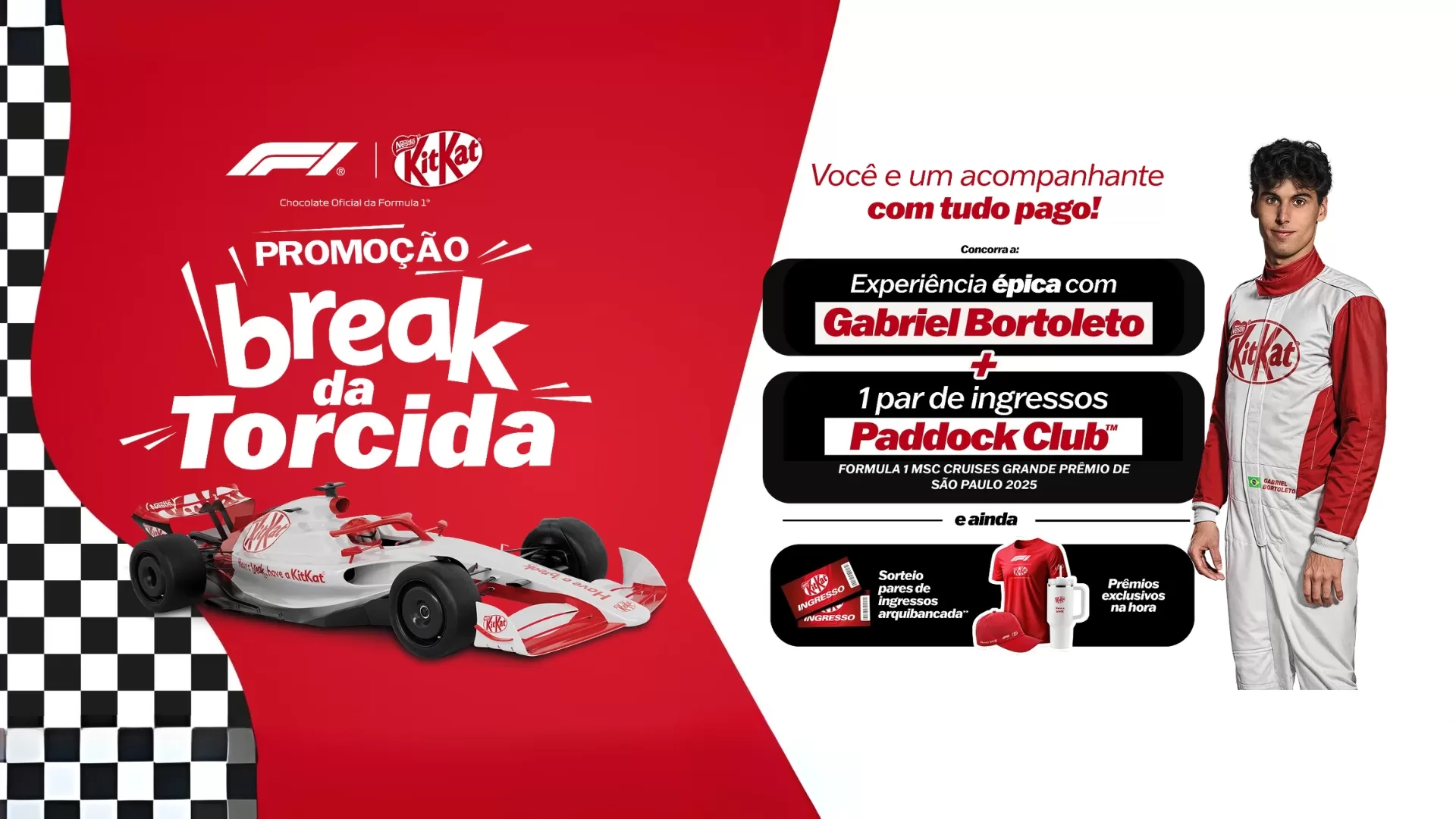 KitKat e Bortoleto lançam promoção que pode te levar para o Paddock e participar de experiências com o piloto. Saiba como participar!